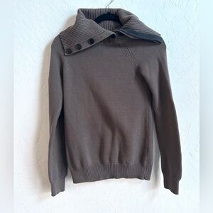 GAP Brown Button-Trim Cowl Neck Sweater
